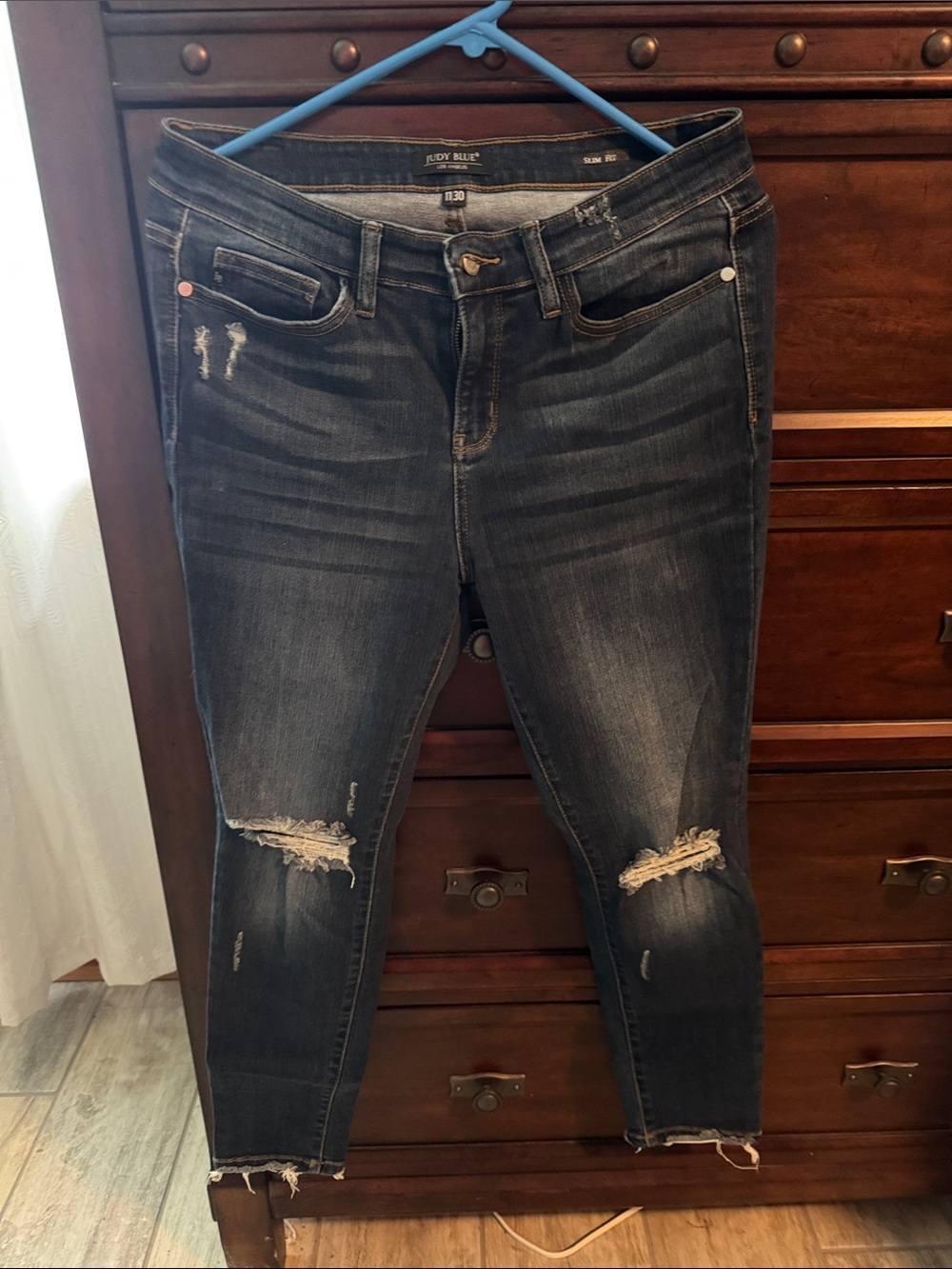 Judy Blue Faded Dark Blue Distressed Skinny Jeans